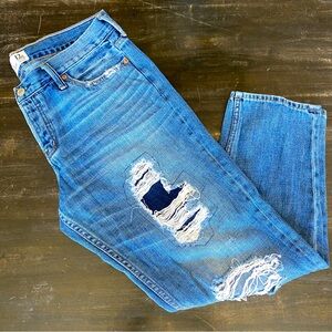 Abercrombie & Fitch Blue Boyfriend Jeans Distressed Style
